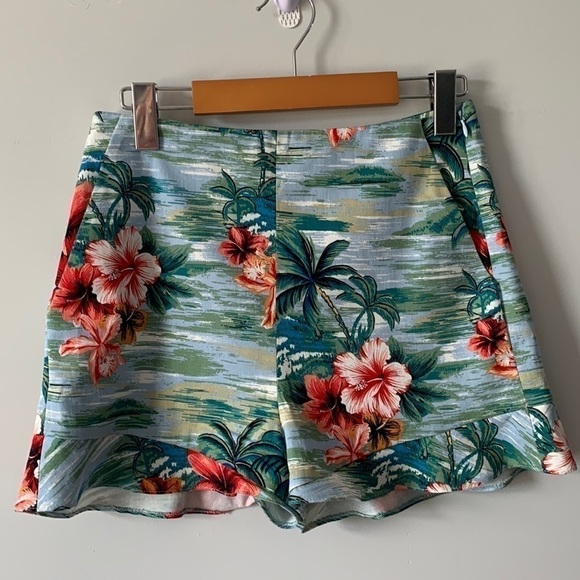 Zara Summer Hawaiian Tropical Cotton Dress Shorts Size Small - Picture 3 of 16